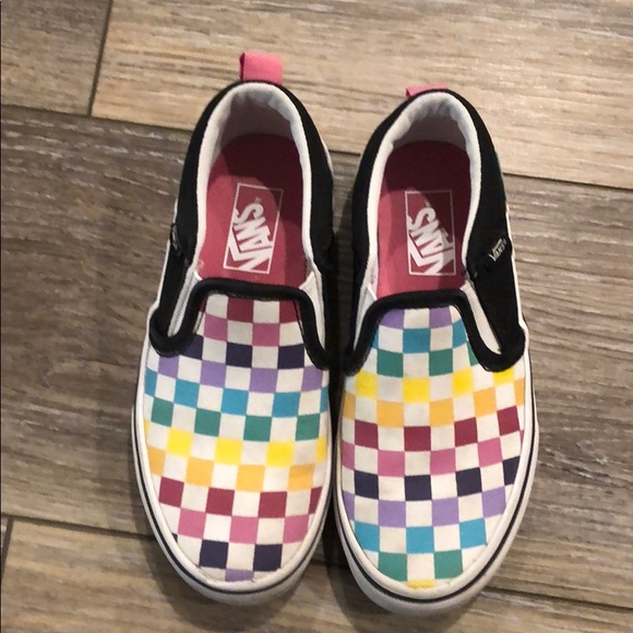 kids rainbow checkered vans